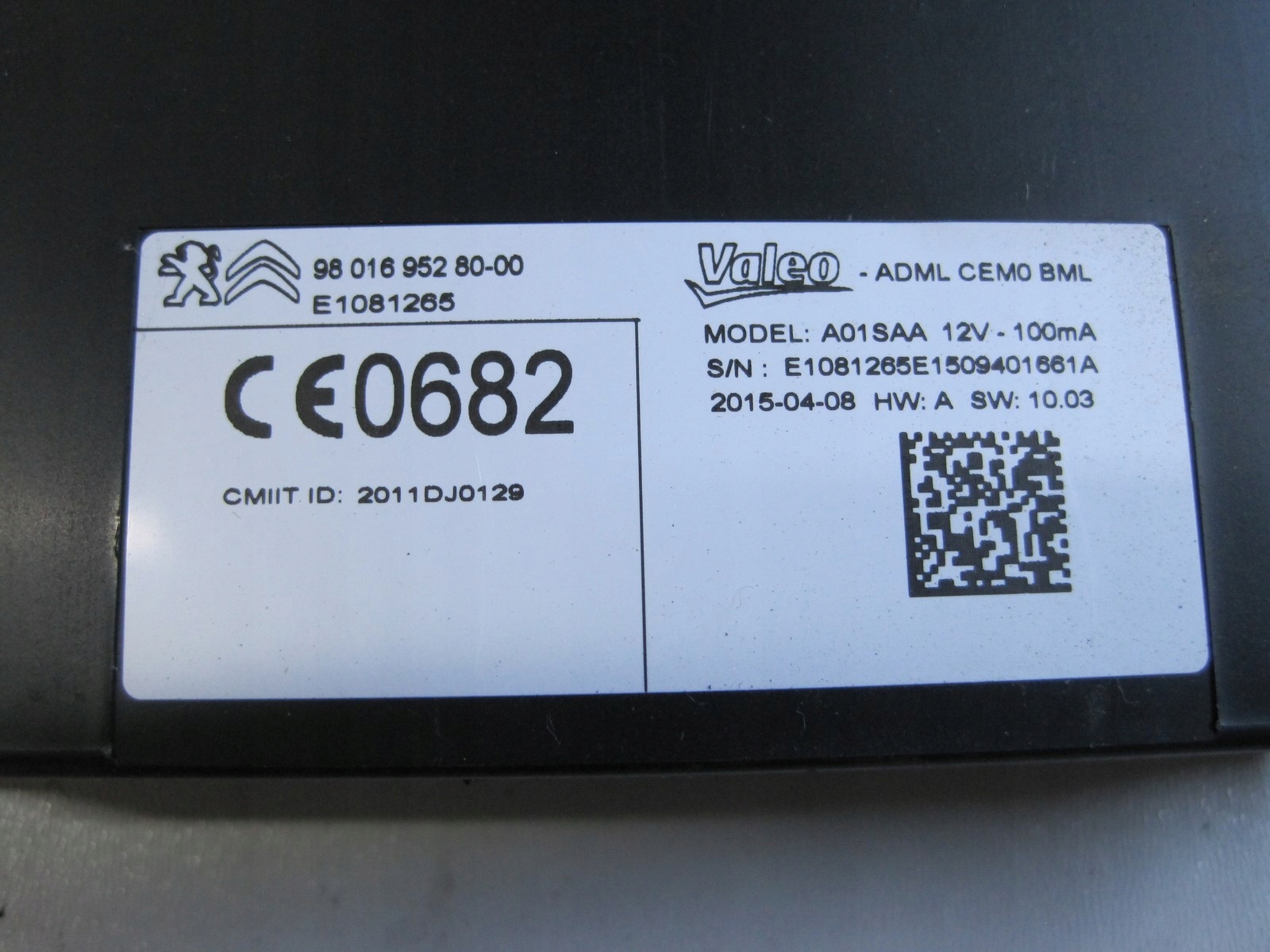 control unit ECU CITROEN PEUGEOT 9801695280