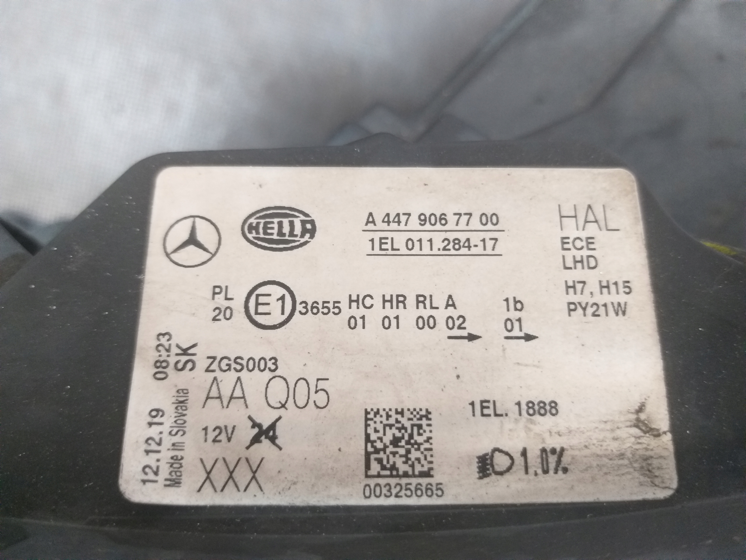 LIGHT FRONT LEFT MERCEDES VITO W447 BLACK A4479067700