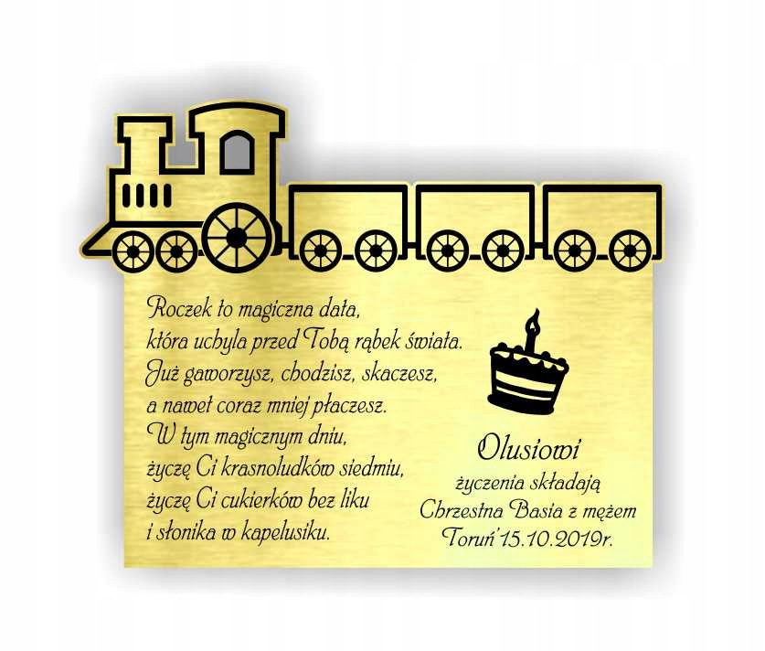 Tabliczka Dedykacja PAMIĄTKA ROCZEK urodziny 10x8 Kolor złoty