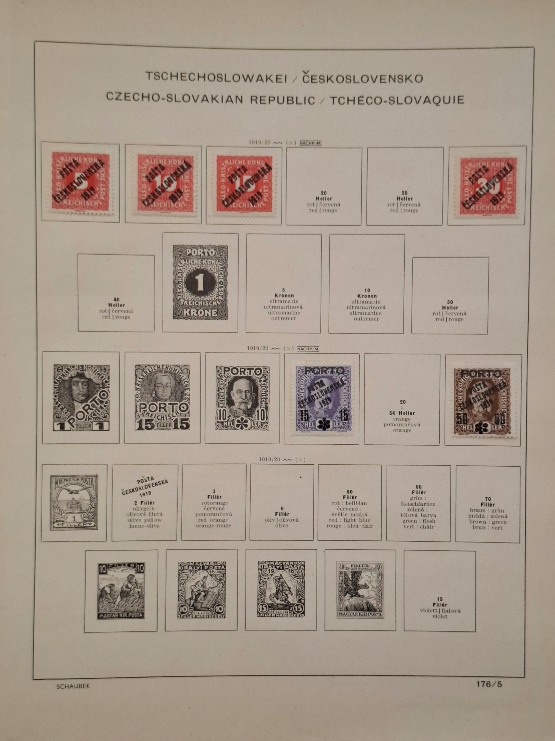 Znaczki Czechosłowacja strona z klasera Czechy