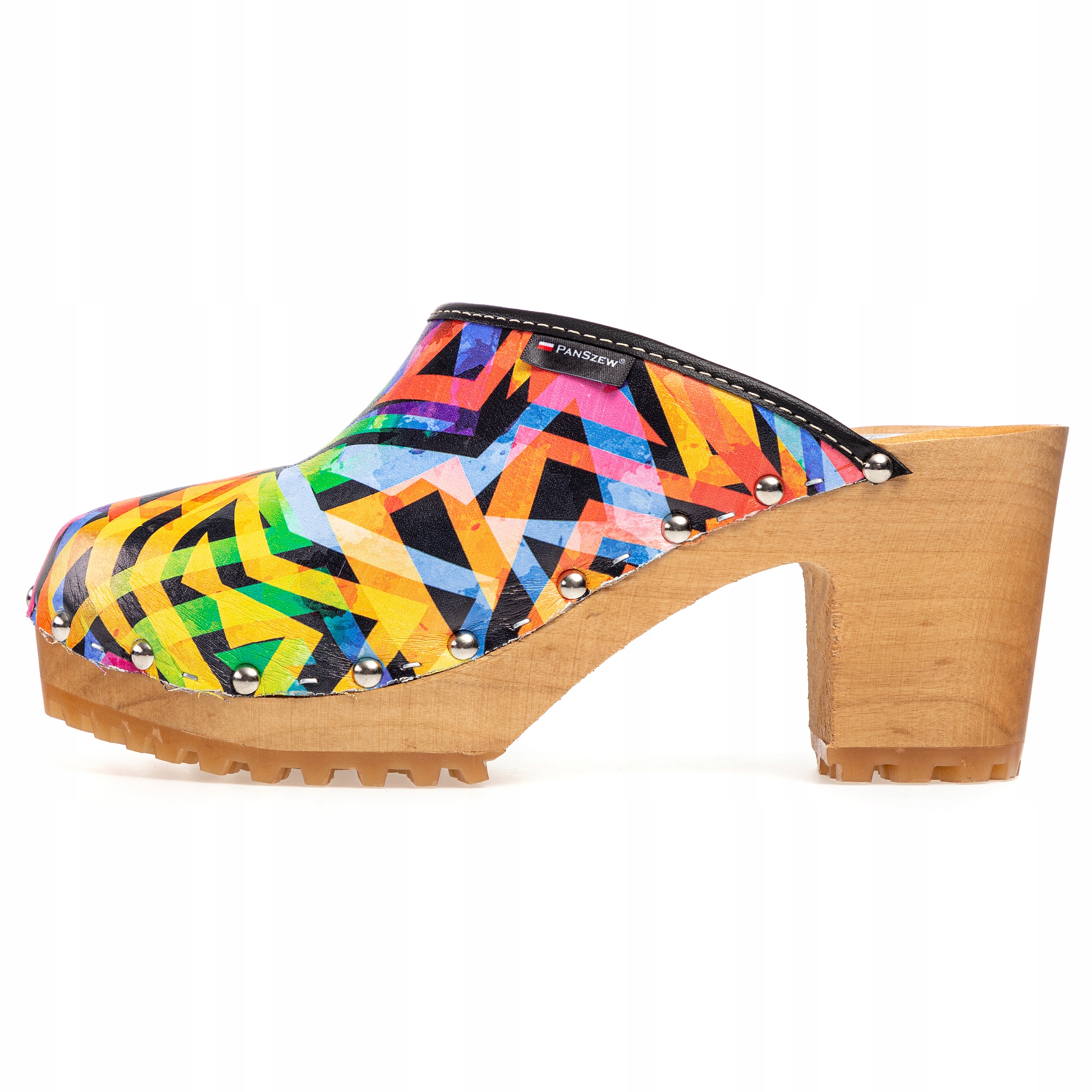 Dámské dřevěné boty Barevné kožené na podpatku 35-41 PanSzew