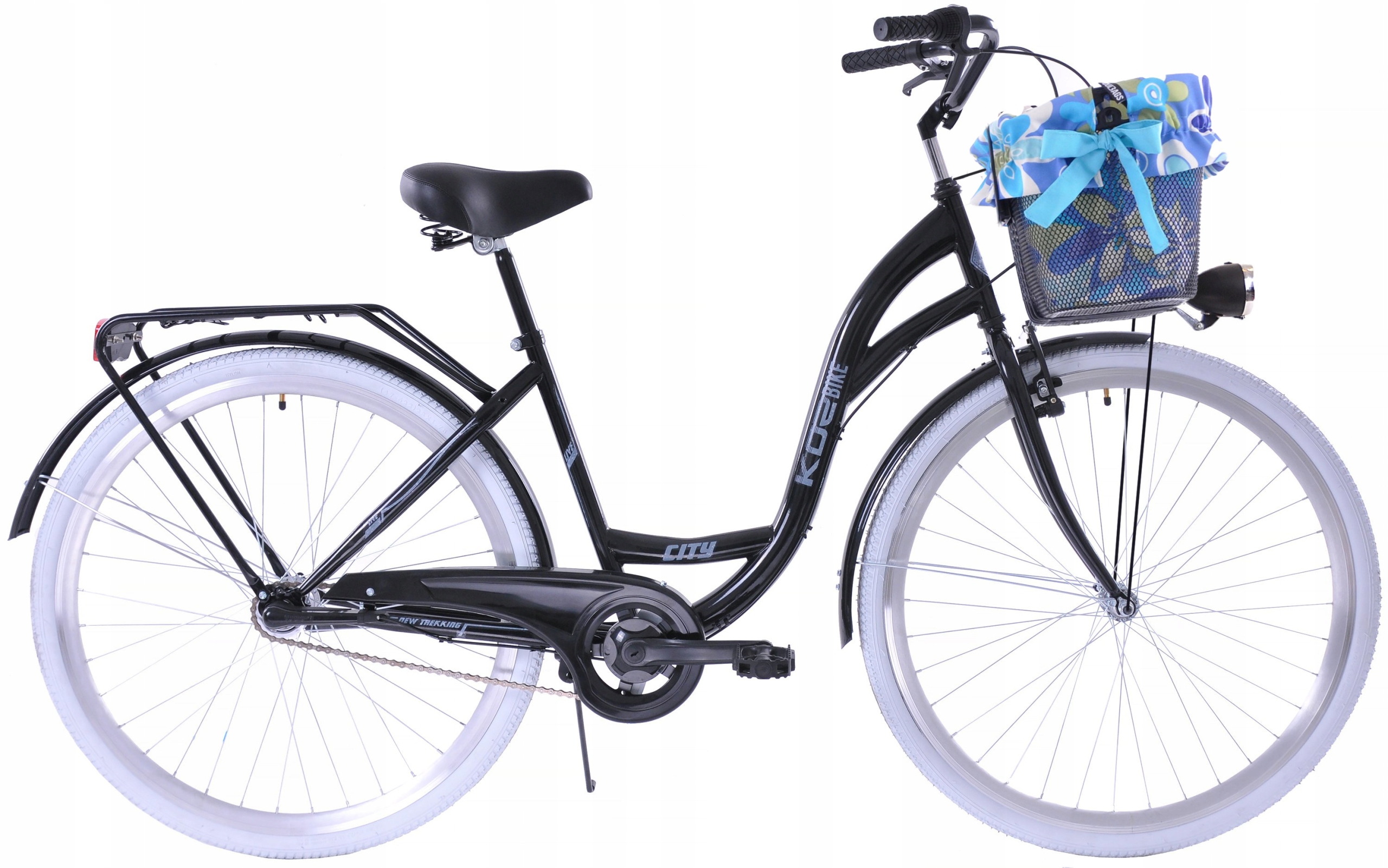 Stylowy rower miejski 28 Kozbike 3 biegi czarny kosz wkładka