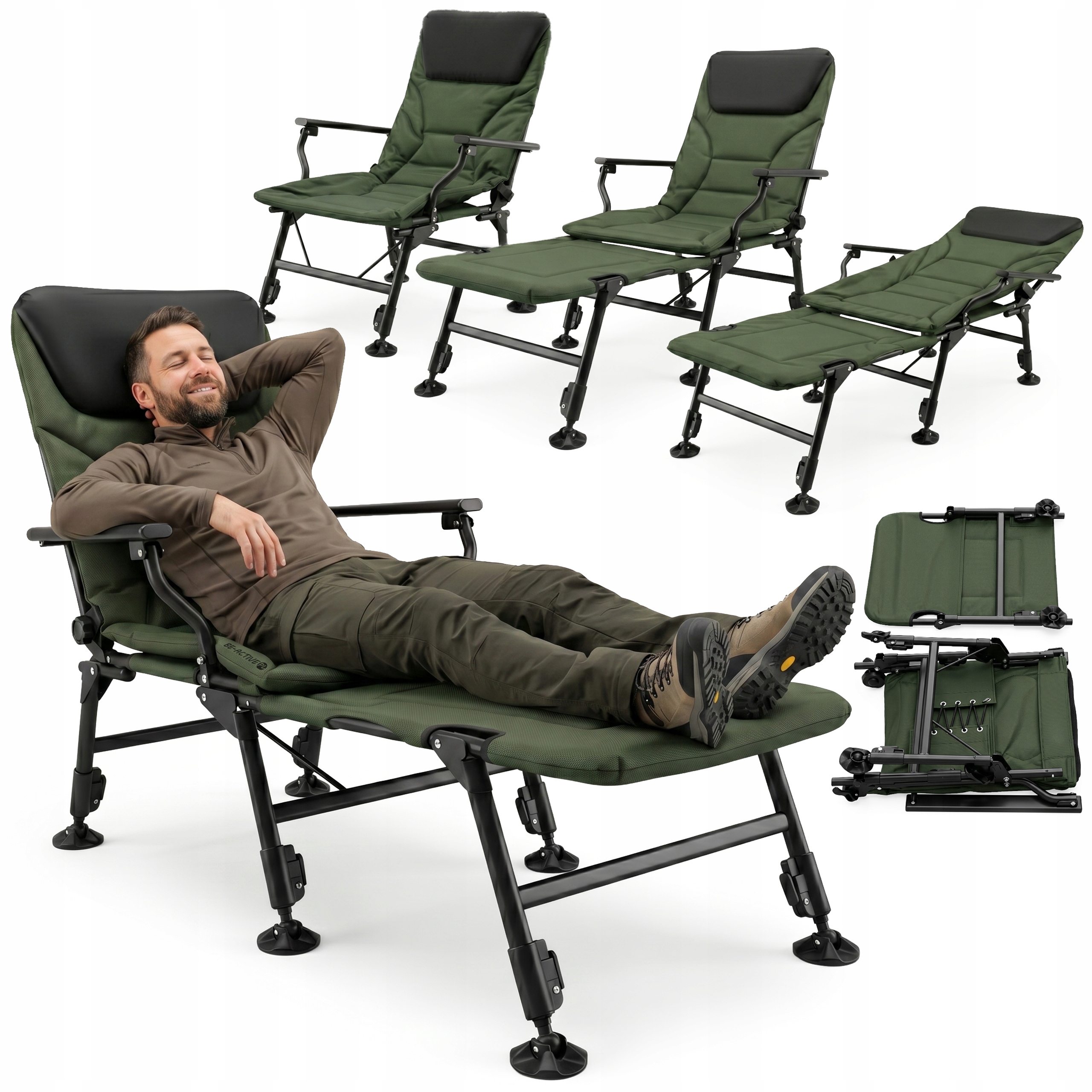 Rybářské Křeslo Kaprové Skládací Turistické Lehátko S Podnožkou