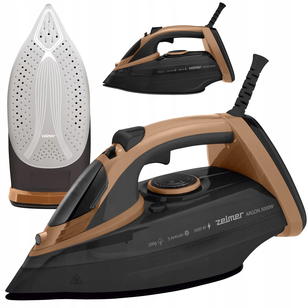 Zelazko Zelmer Argon 3000W Parowe 3xANTICALC 200g 40g/min Ceramiczne