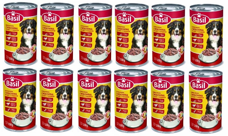 Levně Krmivo Basil 1250 g s hovězím masem pro psa 12 ks konzerva