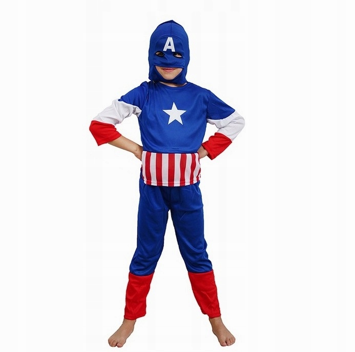 STRÓJ PRZEBRANIE + MASKA KOMINIARKA AVENGERS KAPITAN AMERYKA AMERICA S M L