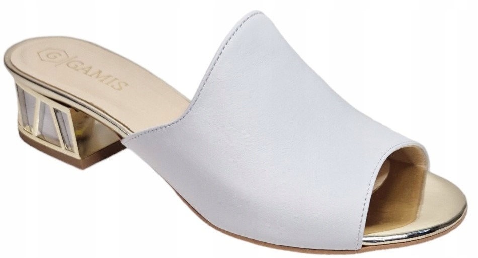 Gamis 7538 Elegantní bílé Nazouváky z kůže lico vel.39