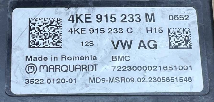 VW AUDI SKODA SEAT module control unit BATERII 4KE915233M