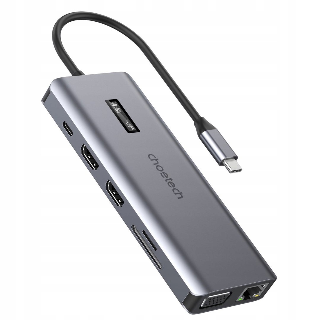 Multifunkční Hub adaptér s Usb-c displejem Usb-a Vga Aux Sd Tf 12v1 s