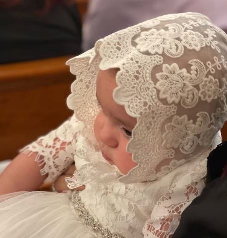 Czapka bonetka KORONKOWA HAFTY SZARA 68-74-80-86 Kolor szary