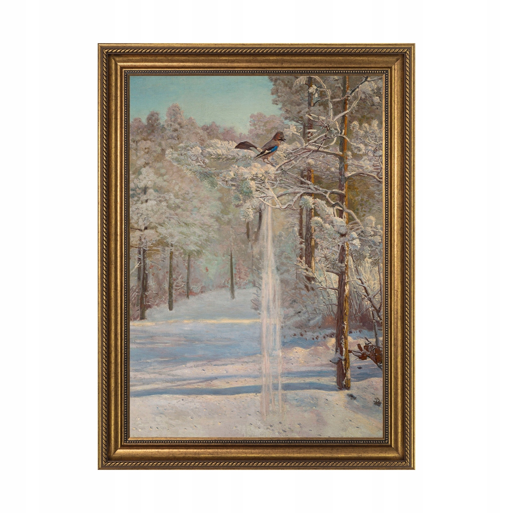 

Chełmoński Sójka 50x70 zima w złotej oprawie