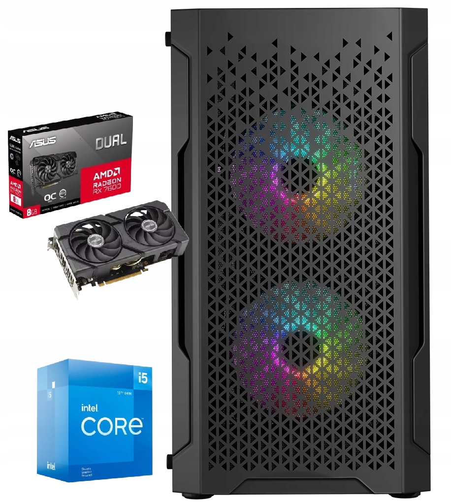 Mocny Komputer Gamingowy Aramis I5-12gen 32GB Ram 1TB Nvme Rx 7600 Win 11