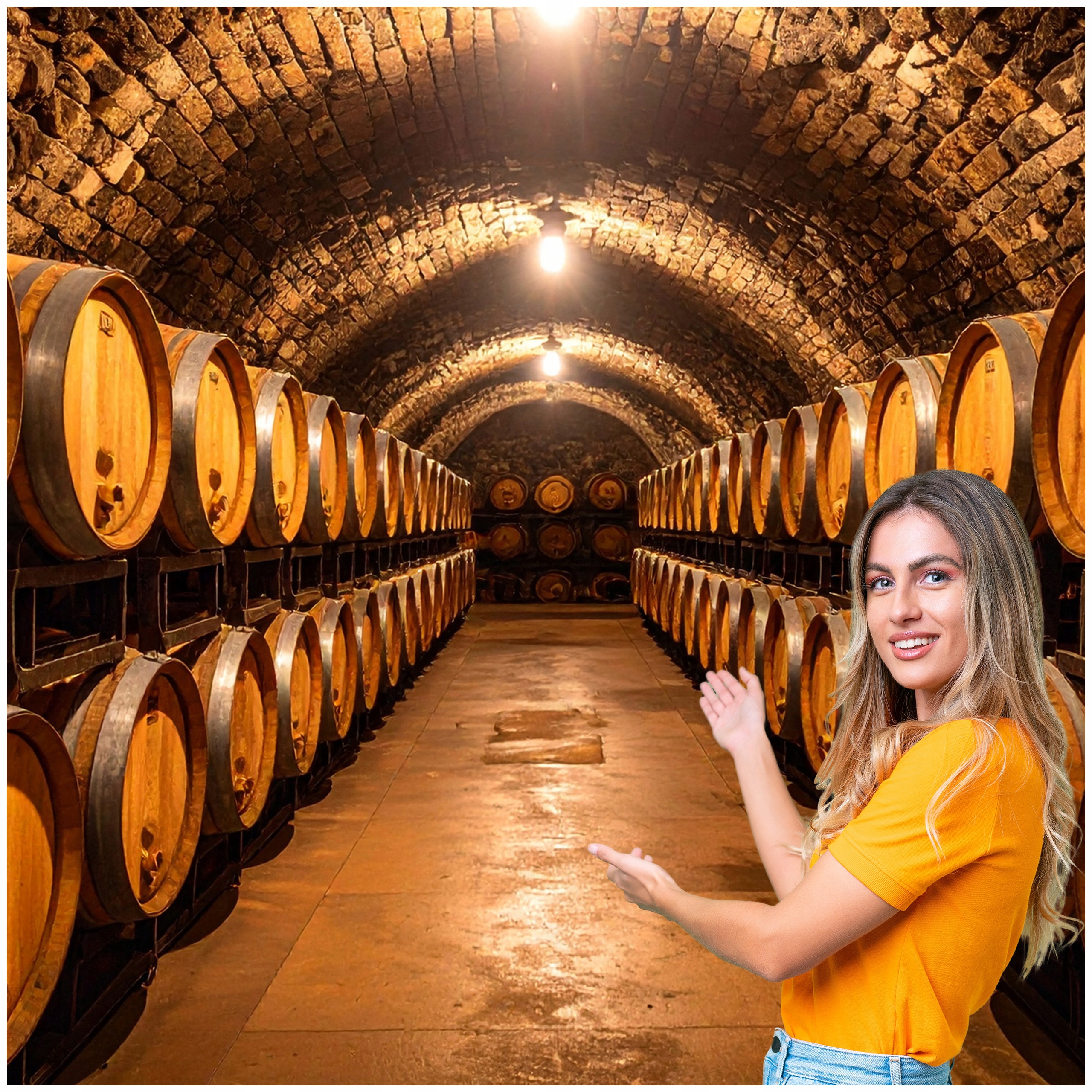 Fototapeta 3D Tunel Chodba Sklep Sudy Víno 196x260 TUN34W