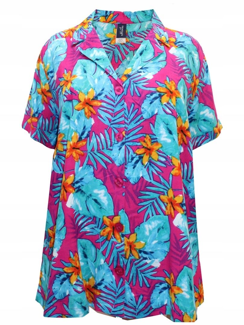 Plus Size Plavky Rafinovaná Tunika/košile Tropický Vzor SW01 50