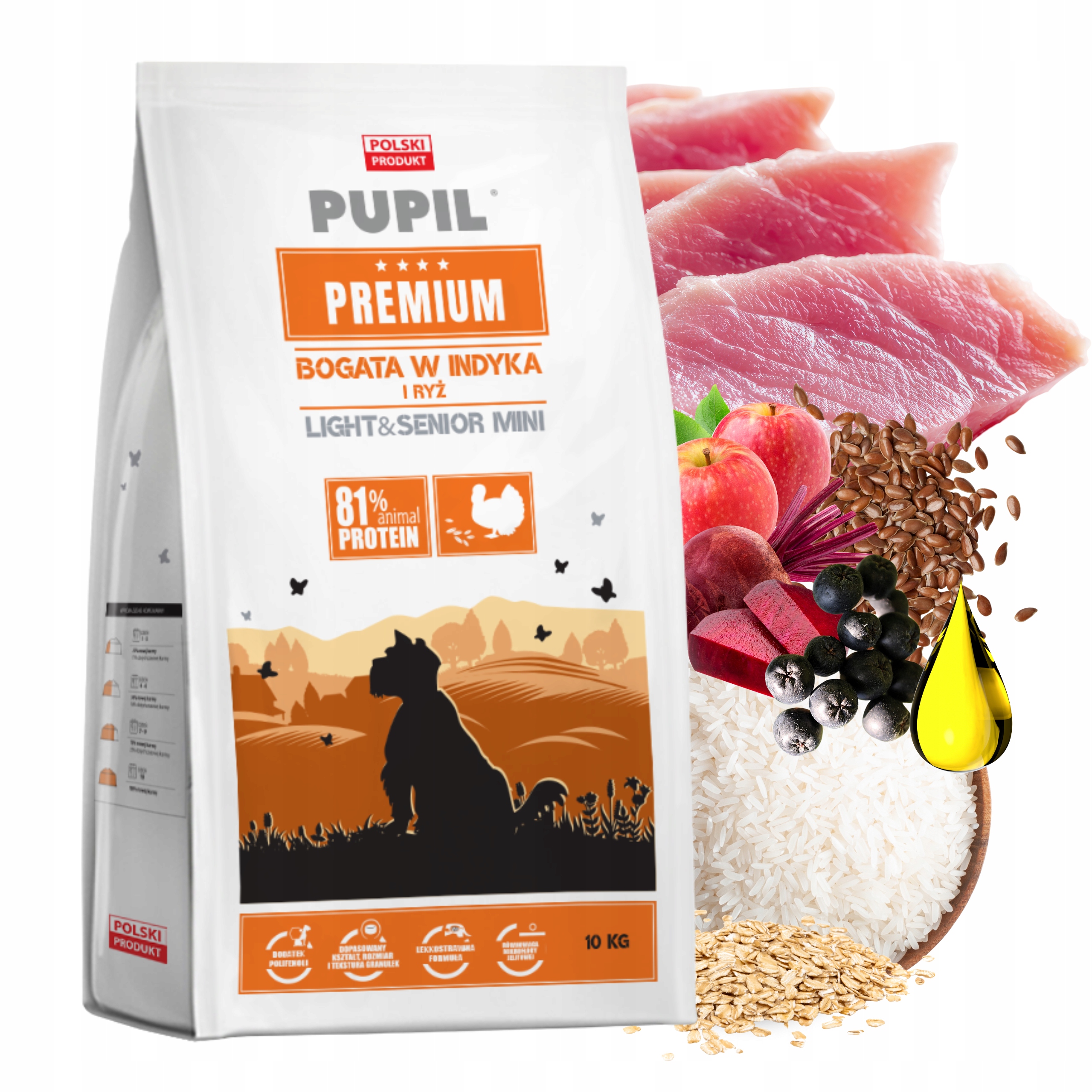 Levně Pupil Premium Senior Mini krmivo pro psy Krůta rýže 10 kg