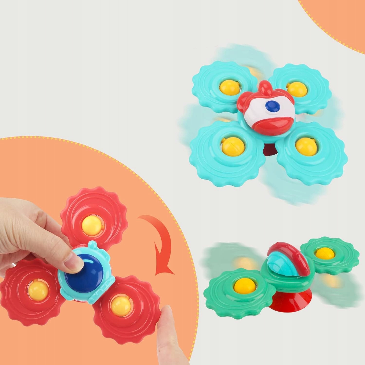 FIDGET SPINNER Z PRZYSSAWKĄ SENSORYCZNĄ KĄPIEL PREZENT GRZECHOTKA 3 SZTUKI Marka Stator