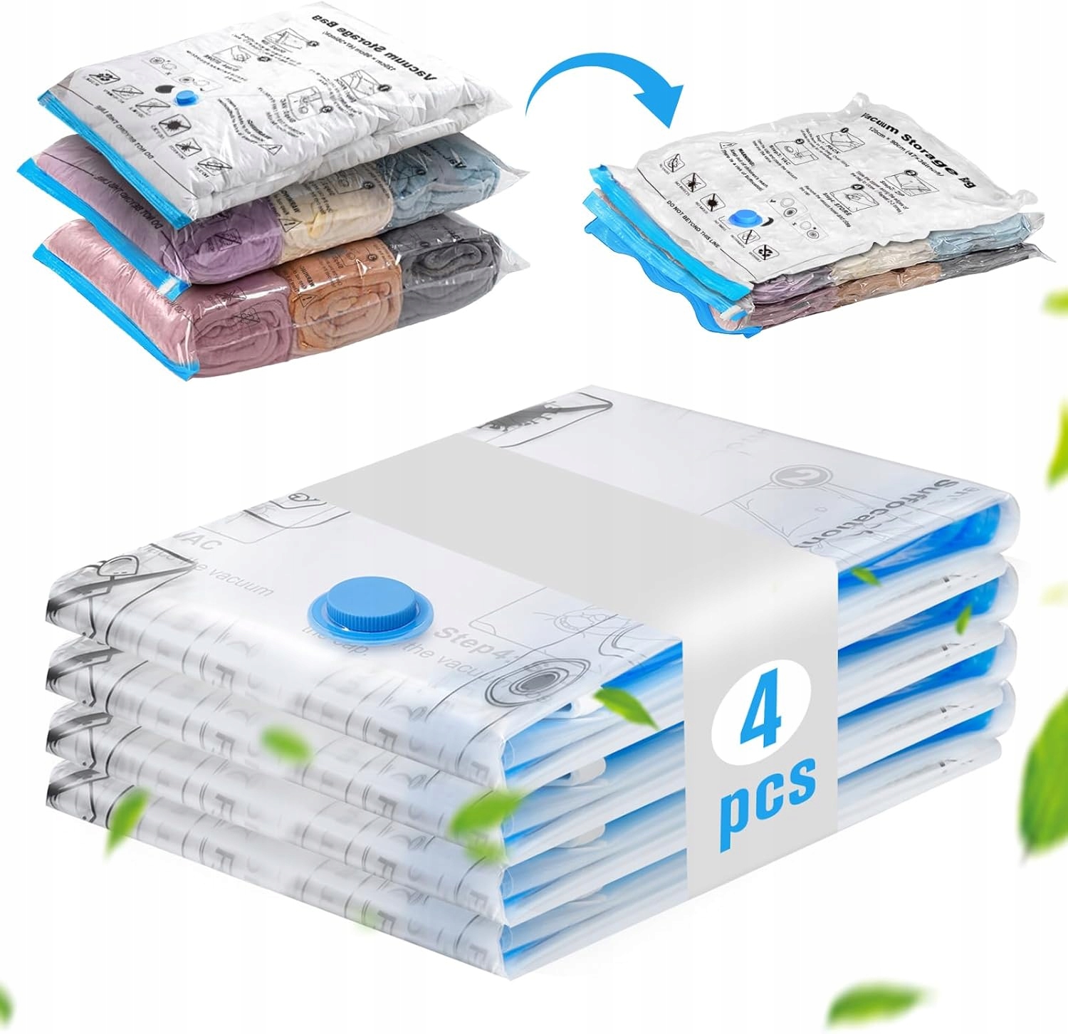 Levně Vakuové Pytle Na Oblečení na Povlečení Opakovaně Použitelné deky 4ks