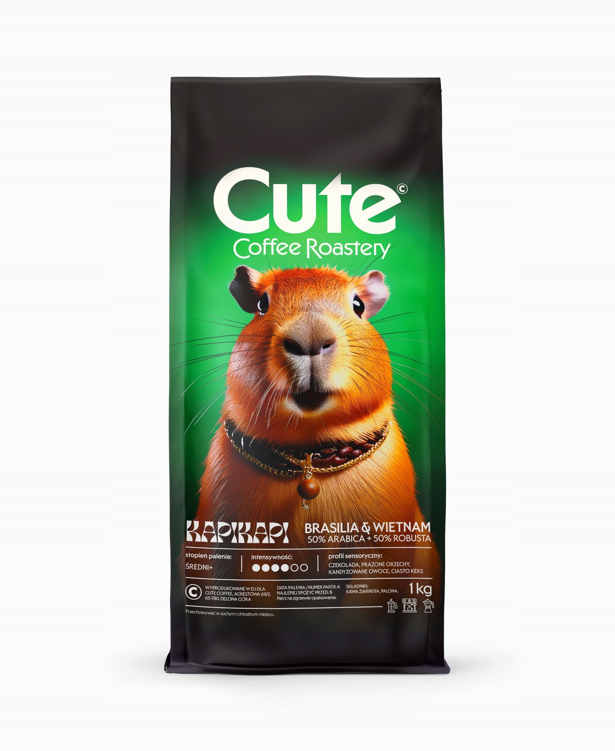 Levně Cute Káva Zrnková Brazílie Kapikapi 50/50 Čerstvě pražená 1 kg