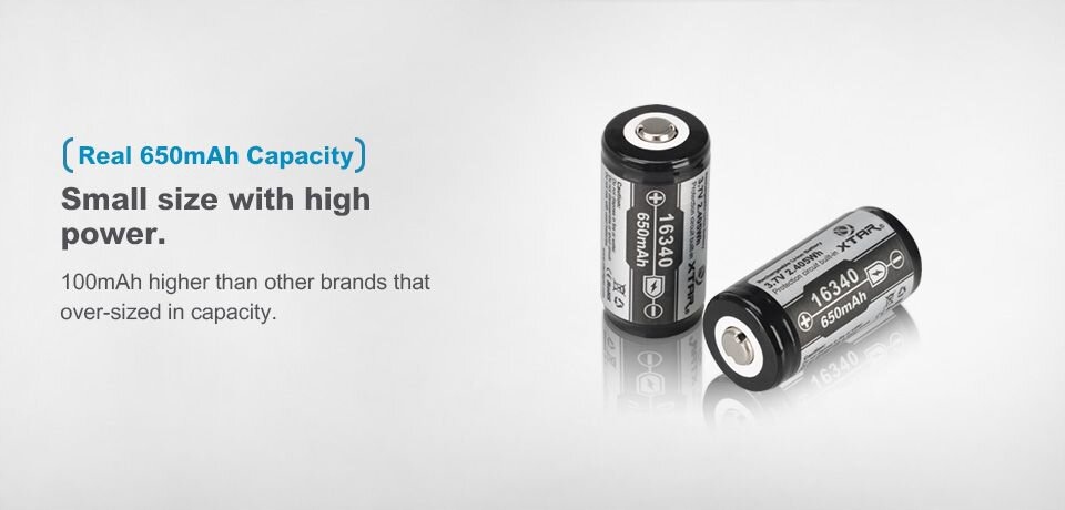 *Akumulator Xtar 16340 3,7V 650 mAh zabezpieczenie Kod producenta FWXTAR1634065