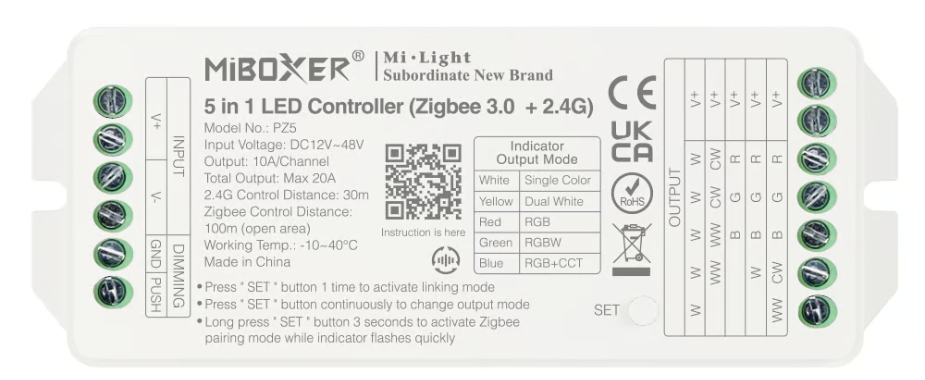 MiBoxer PZ5 Kontroler taśm LED 5w1 Zigbee 3.0 TUYA RGBW RGB+CCT Mi-Light