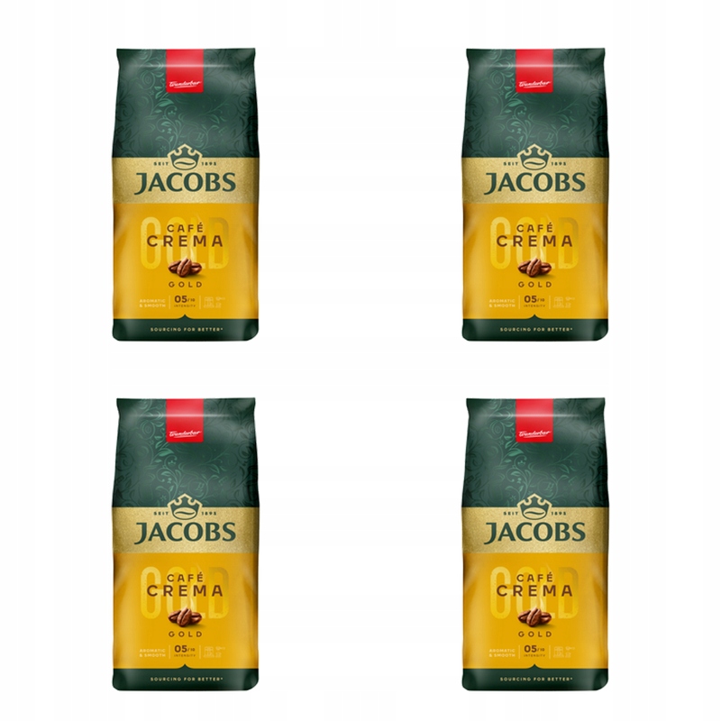 Jacobs Cafe Crema Gold Káva zrnková 1 kg X4