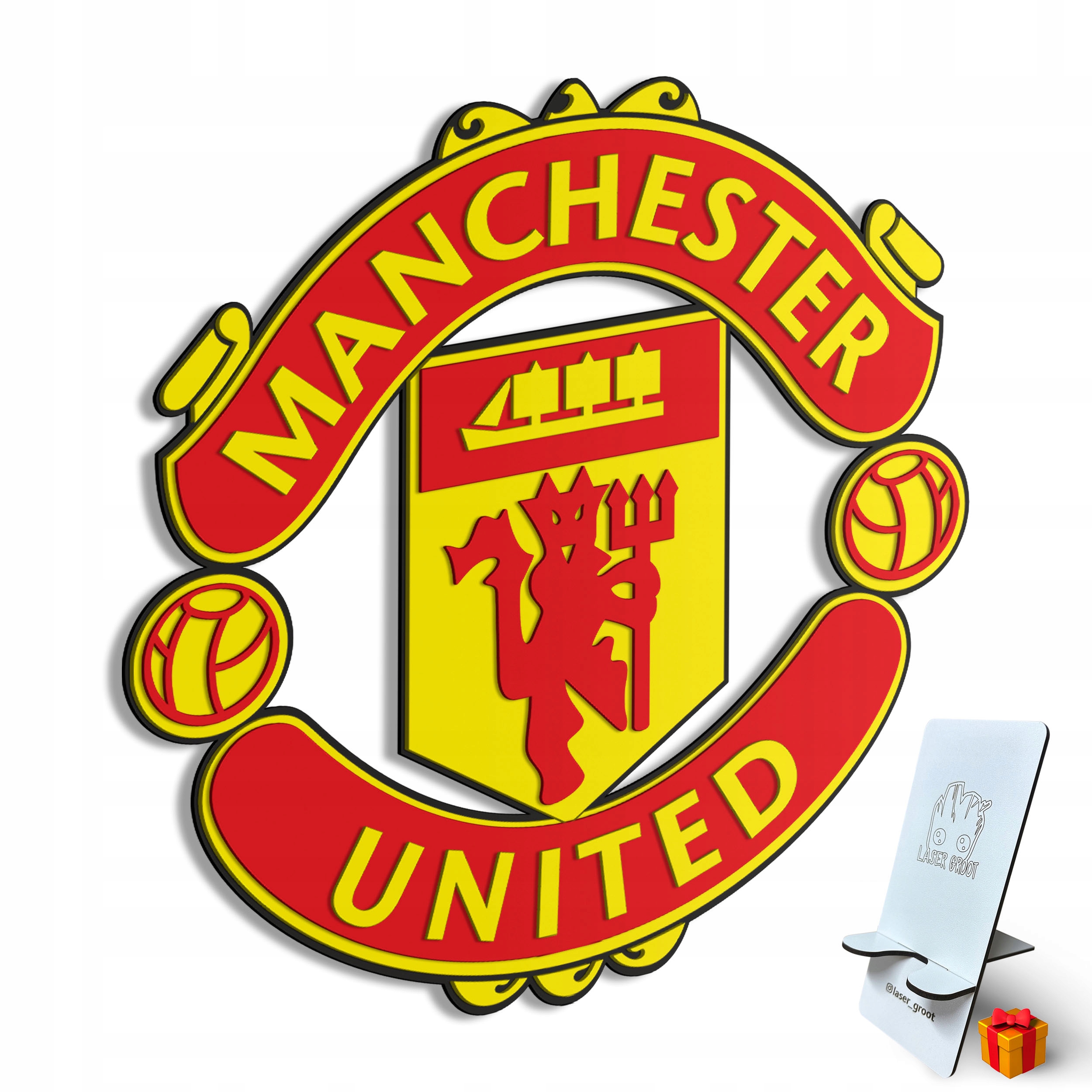 Dřevěný 3D obraz Manchester United Fotbalová Nástěnná Dekorace Dárek