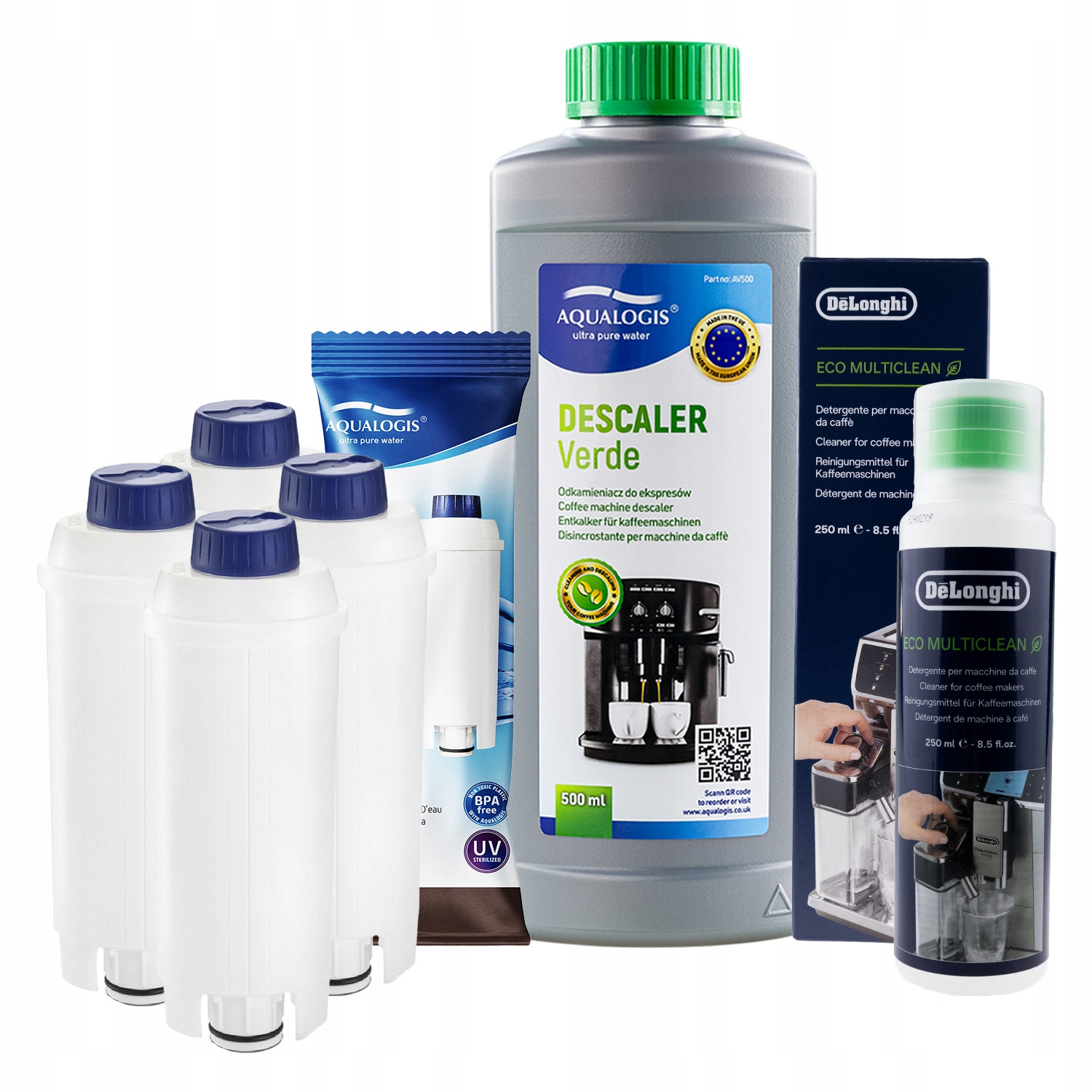 4x Filtr do kávovaru Delonghi AL-S002 DLSC550 Odvápňovač 500 ml