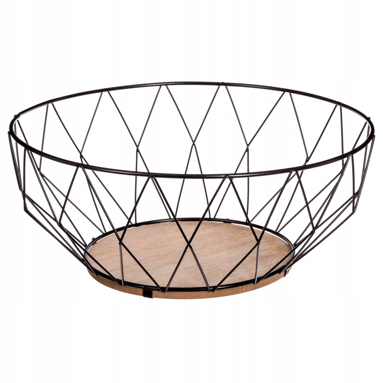 

Koszyk metalowy czarny misa drewniany spód, loft