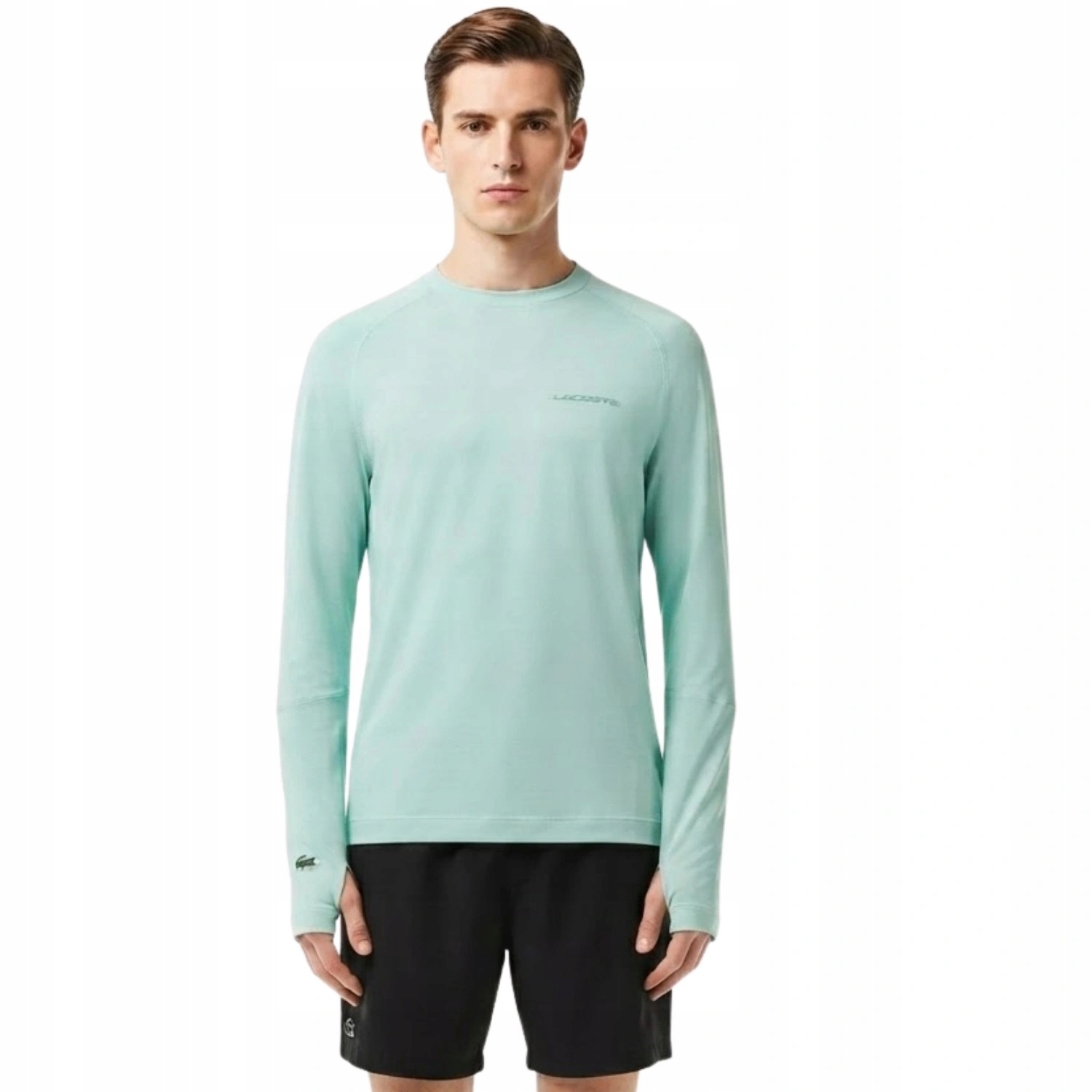 Tričko Lacoste TH6703 s dlouhým rukávem, zelené, střih slim fit vel.