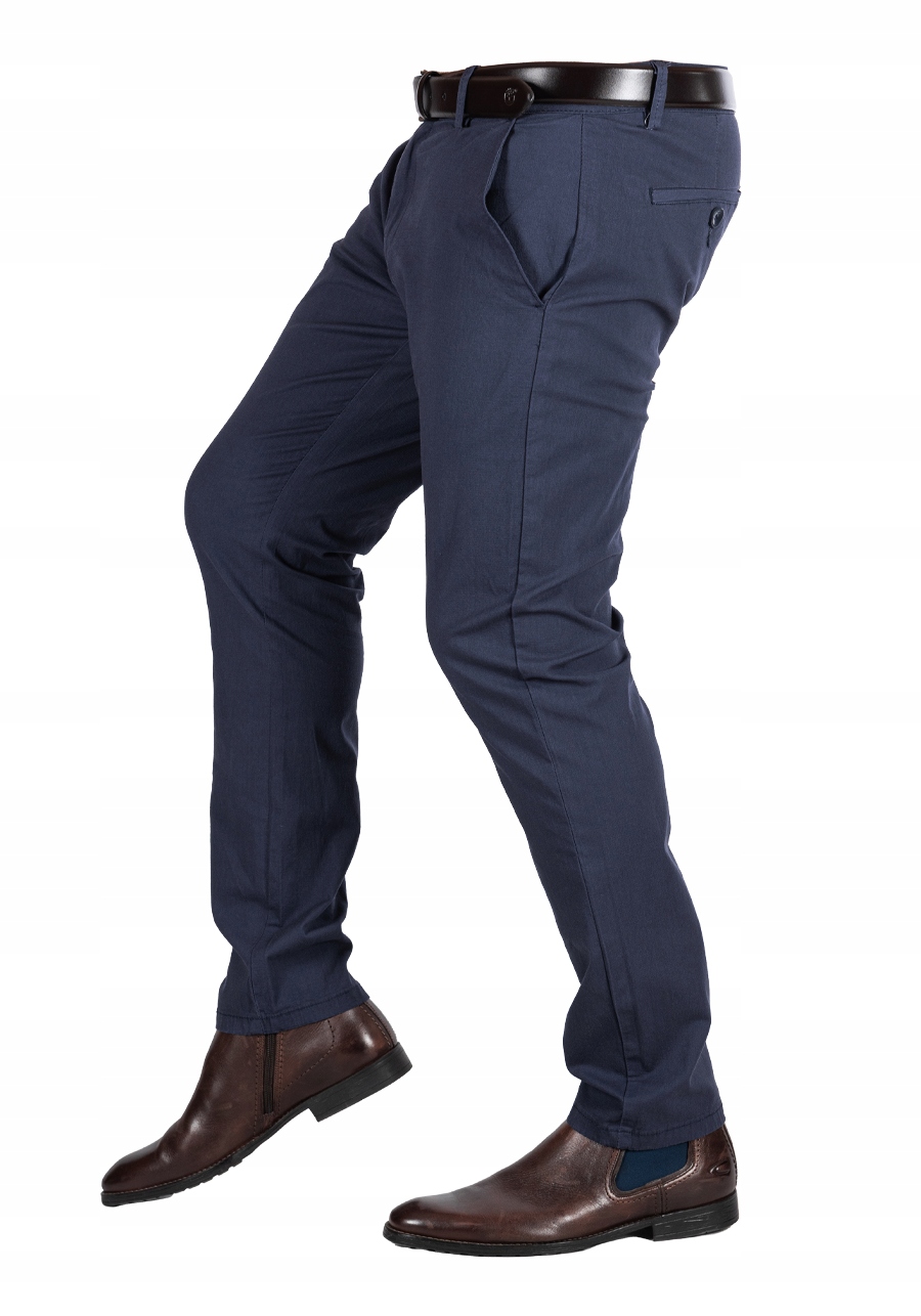 Spodnie granatowe CHINOSY materiałowe ROBIN r.34 Kolor niebieski