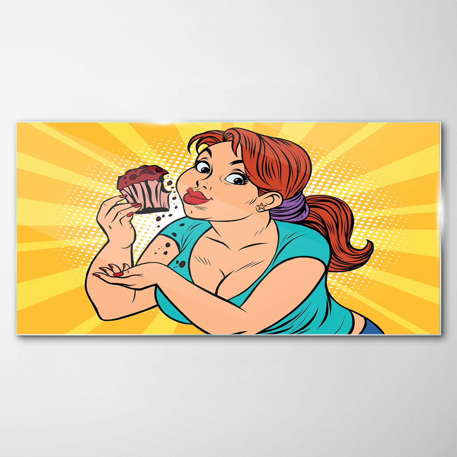 

Obraz Szklany Dekor Kobieta Babeczka Sztuka 140x70