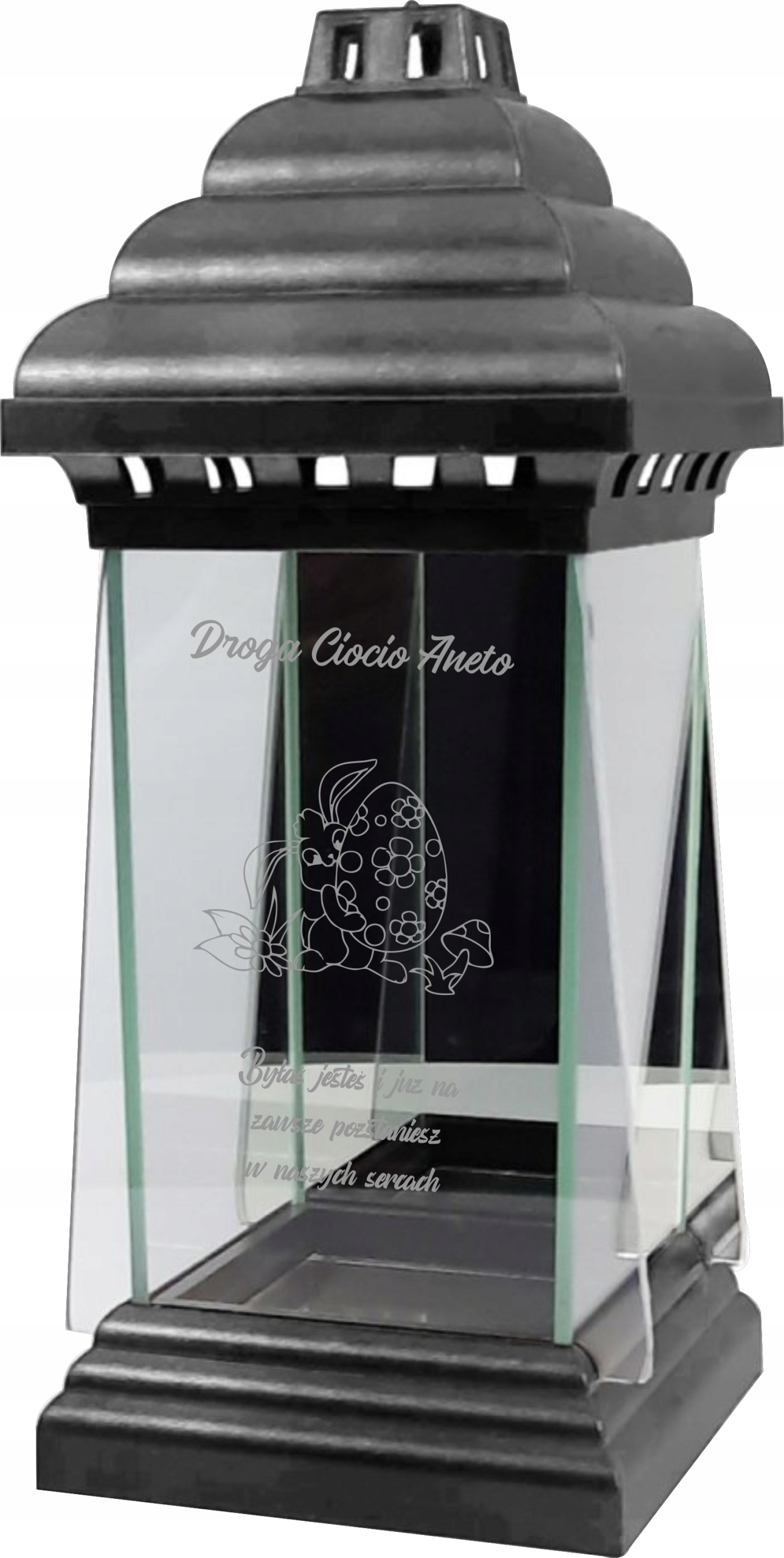 Hřbitovní Svíčka Kaplička Lampion s gravírováním pro Tetu Strýčka