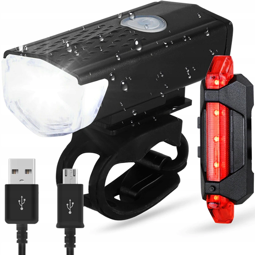 Lampka rowerowa Led zestaw tył-przód Usb