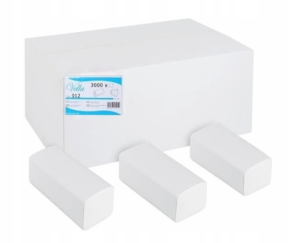 Levně Skládací papírové ručníky Zz bílé 25x23 cm – 3000 ks Vella