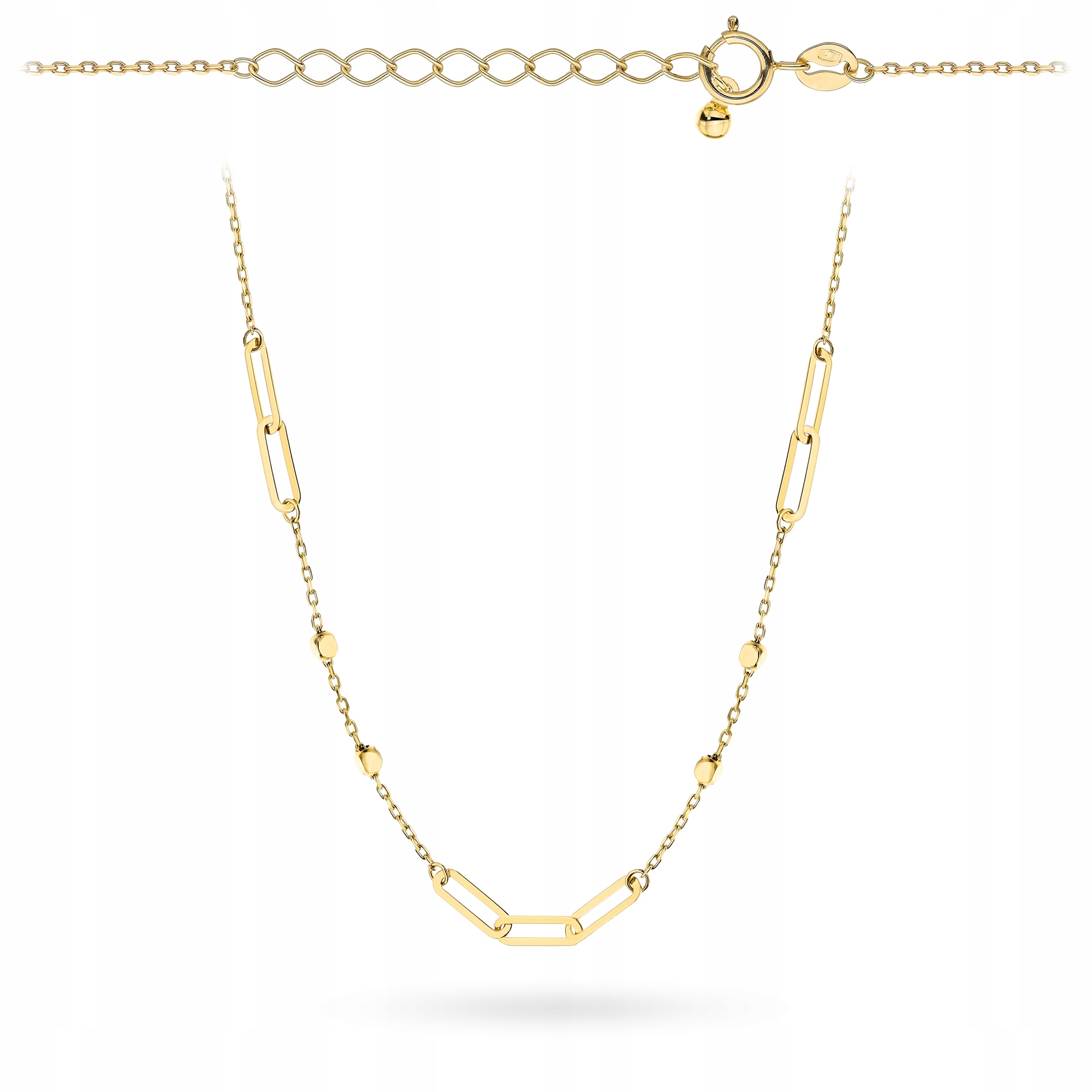 Zlatý Náhrdelník Řetízek Dámský pr. 585 Široké články a kuličky 14k