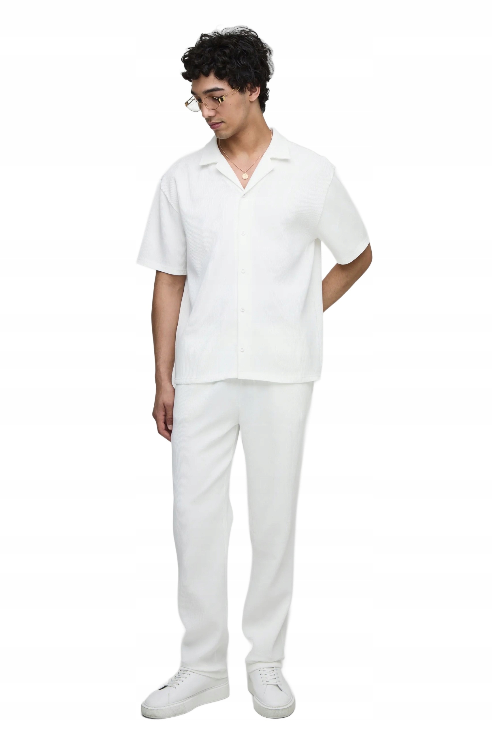 Boohooman Pánský Bílý Komplet S Krátkým Rukávem Bez Vzoru M Z3A