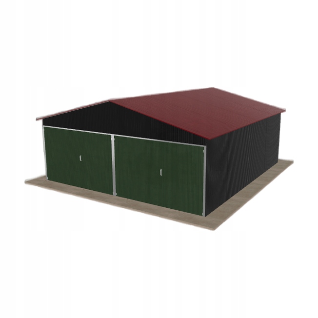 Plechová garáž 6x6.5 m dvoupolohová, dvoupolohová, černá