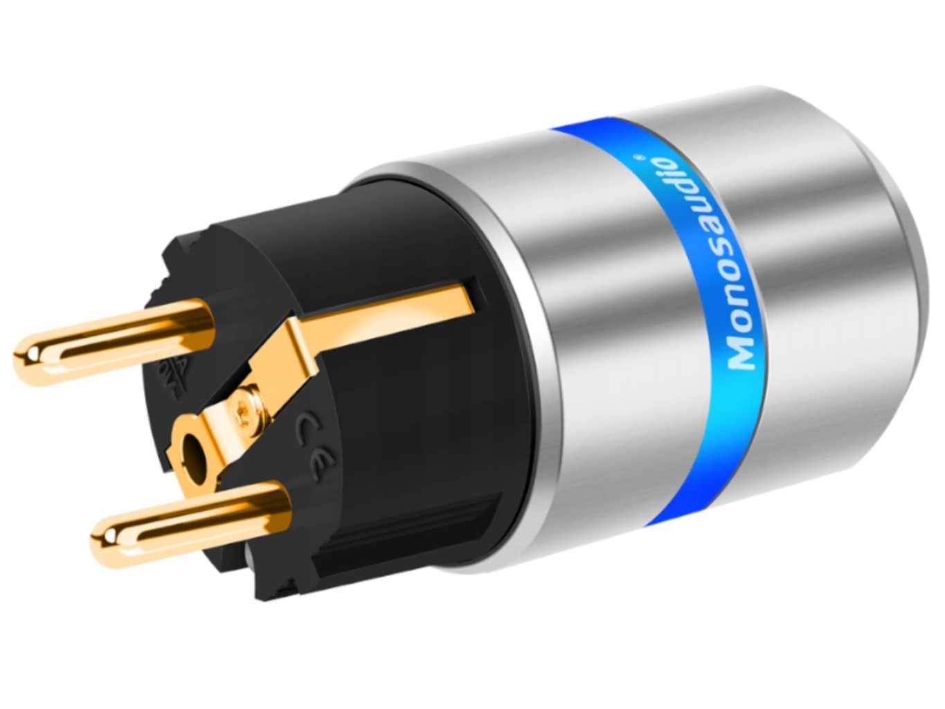 Konektor Schuko Audio Napájení Monosaudio E106G Čistá Měď Zlacení