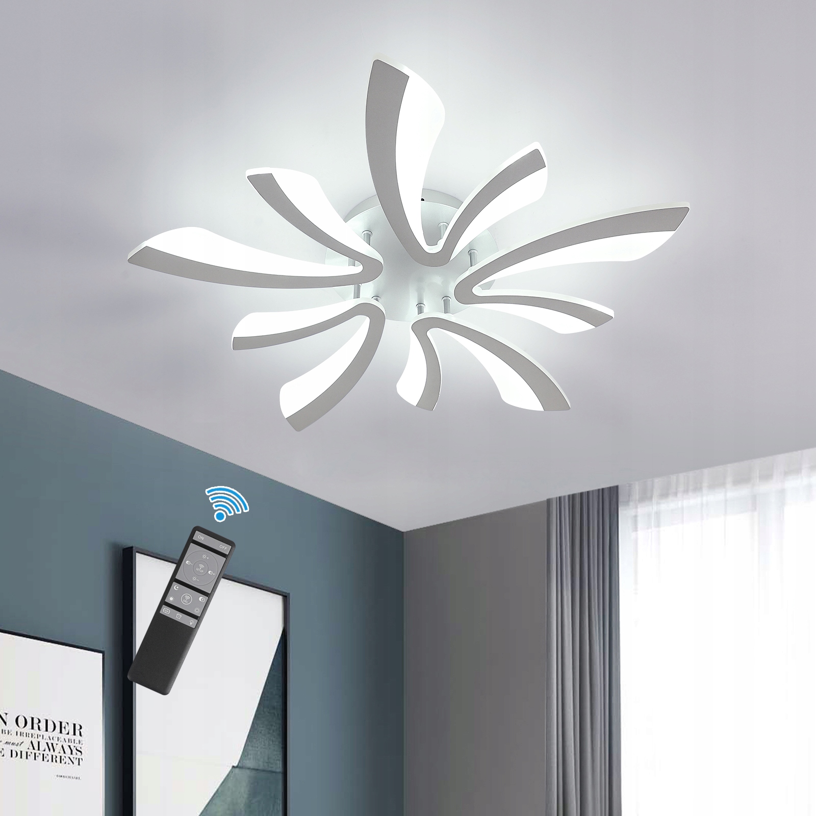 Led Stropní Závěsné Svítidlo Lustr Stříbrný S Dálkovým Ovladačem Moderní 48W