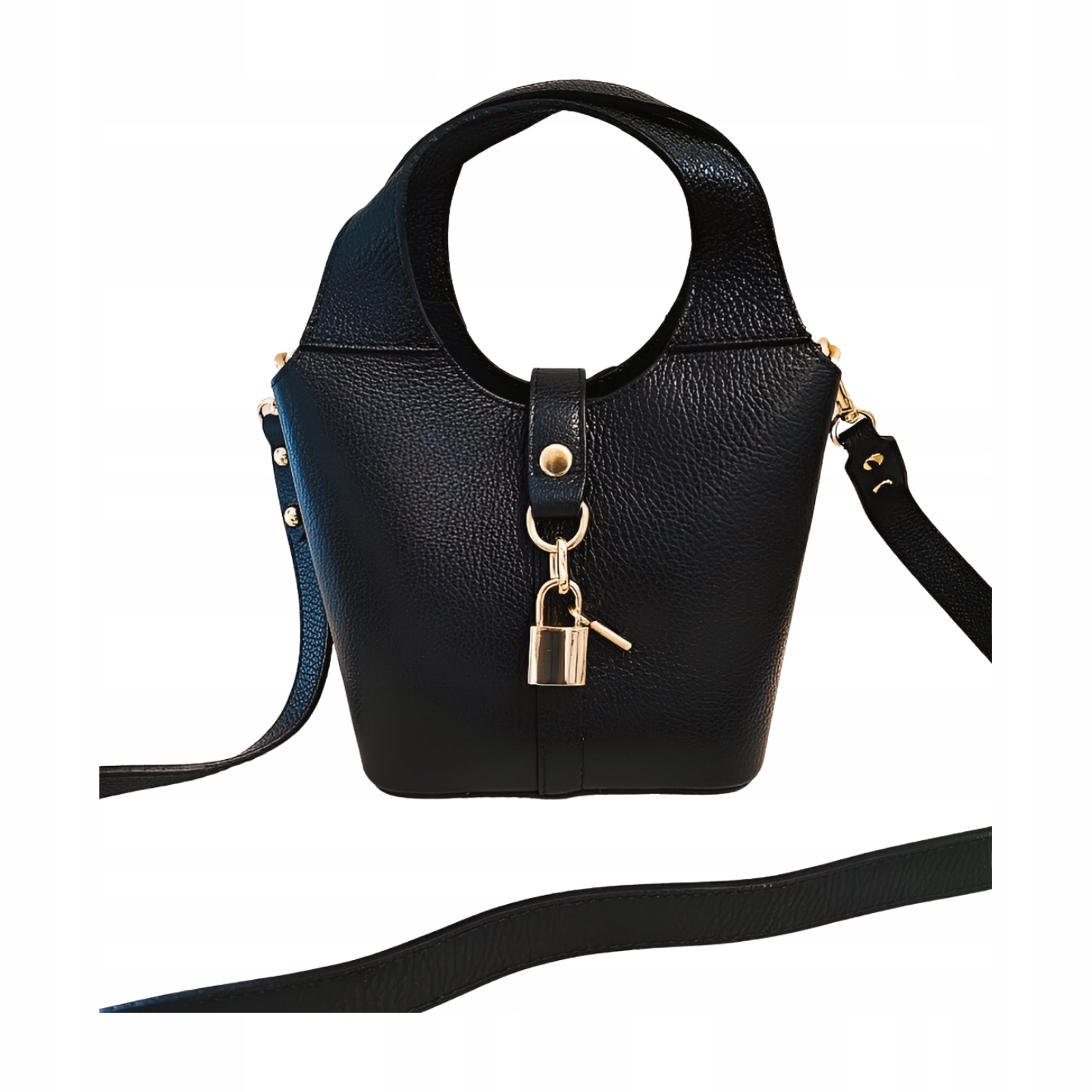 Massimo Contti mini kožená shopperka černá