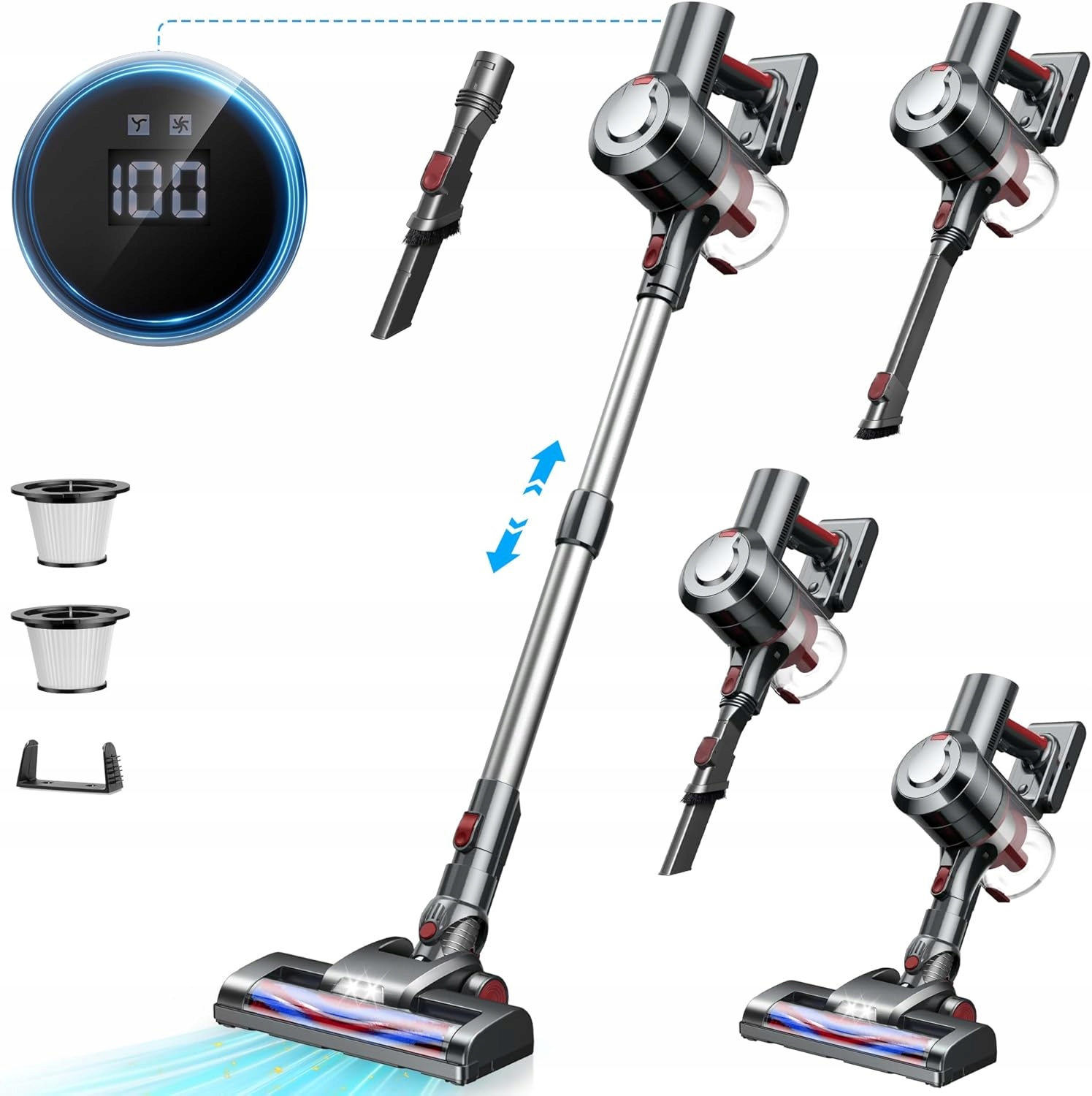 Vertikálny Bezdrôtový Ručný Vysávač Klihd Výkonný 450 W 38000PA 2 X Filter