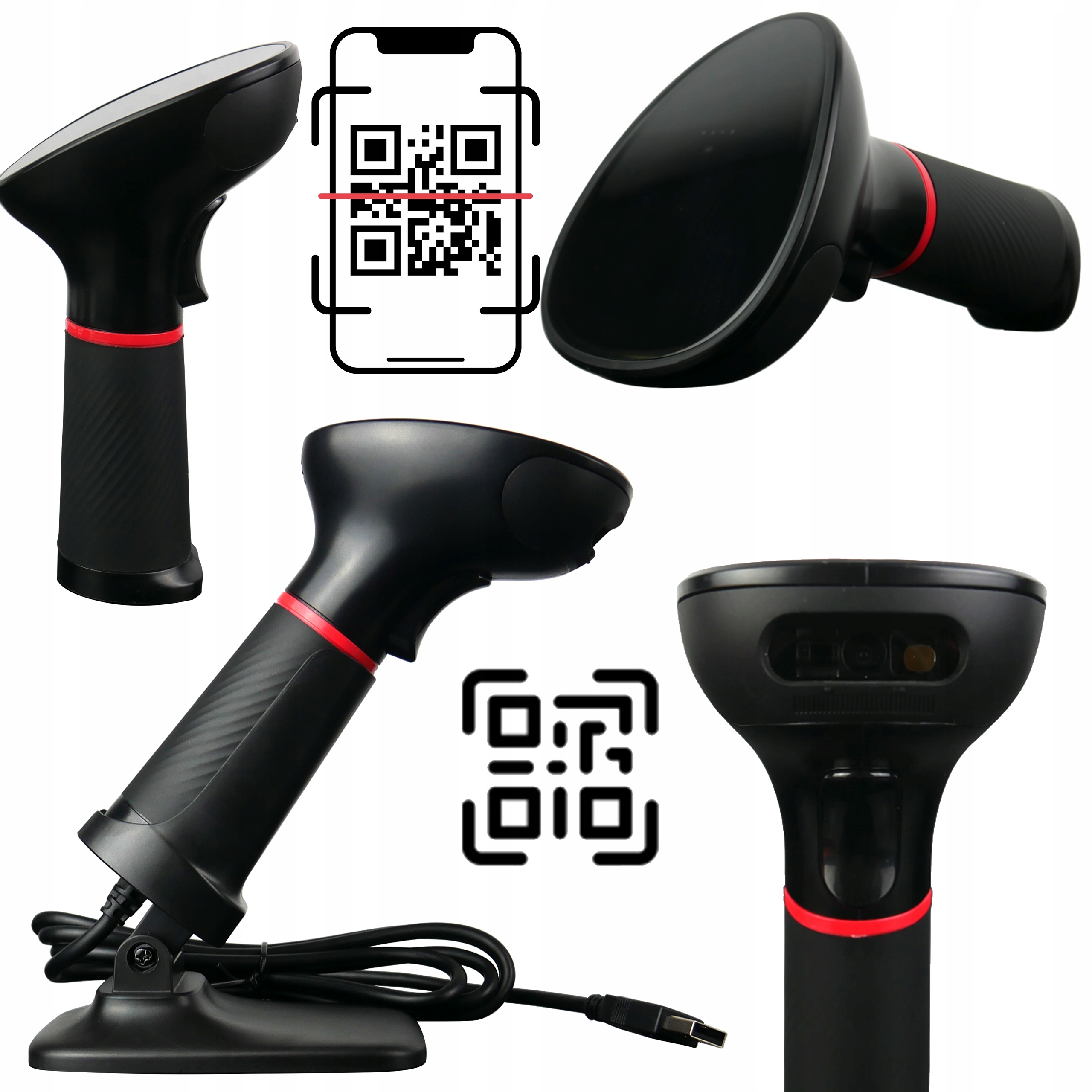 Čtečka Qr kódů Aztec pro důkazy, skenovací podstavec s LCD IP54, automatický