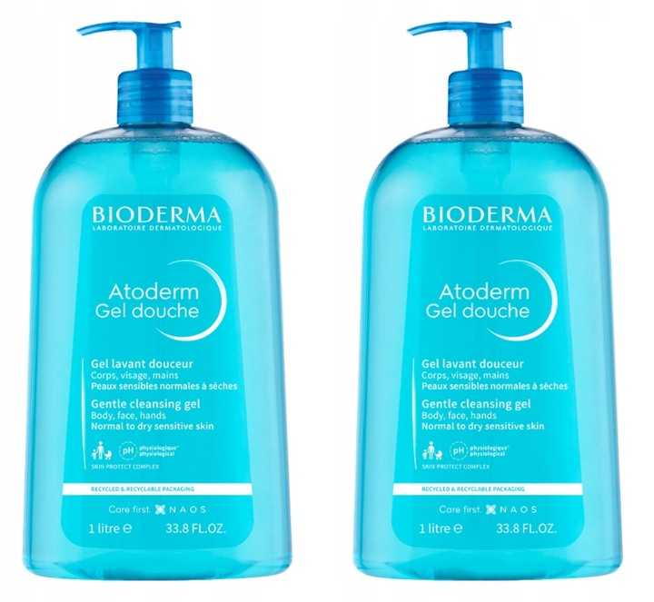 Bioderma Atoderm Gel Douche Żel pod prysznic i do kąpieli 2 x 1000ml Zestaw