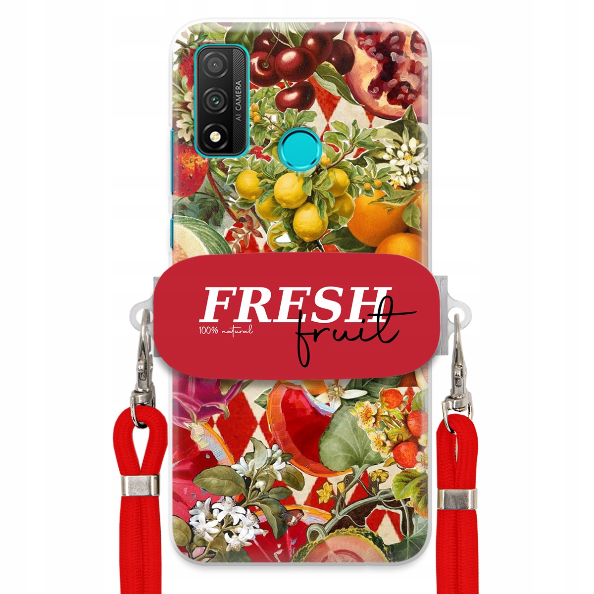 Puzdro pre Huawei P Smart 2020 Červené Crossbody vodítko držiak Fresh Fruit