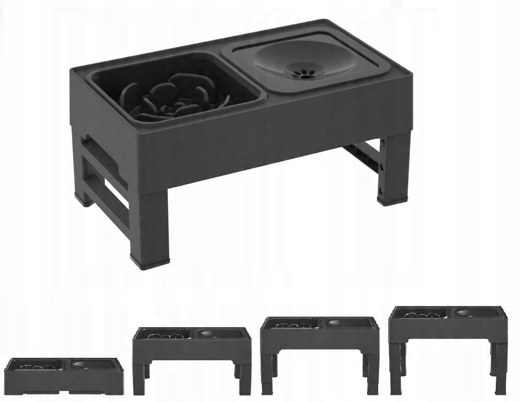 Levně Dvojitá Miska Pro Psa Stojící Proti Postříkání 2v1 Nastavitelná