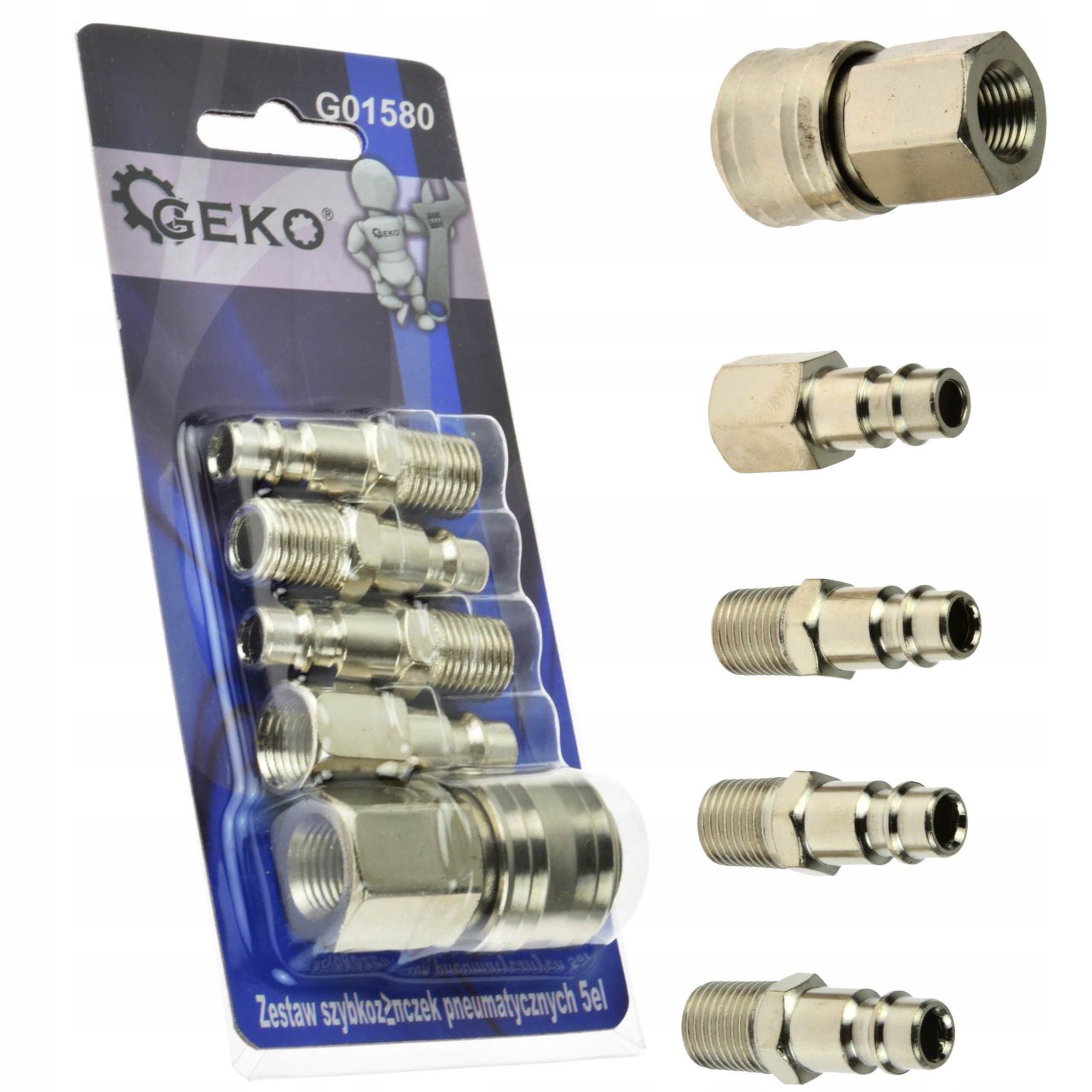 Szybkozłączki pneumatyczne 5cz. Geko G01580