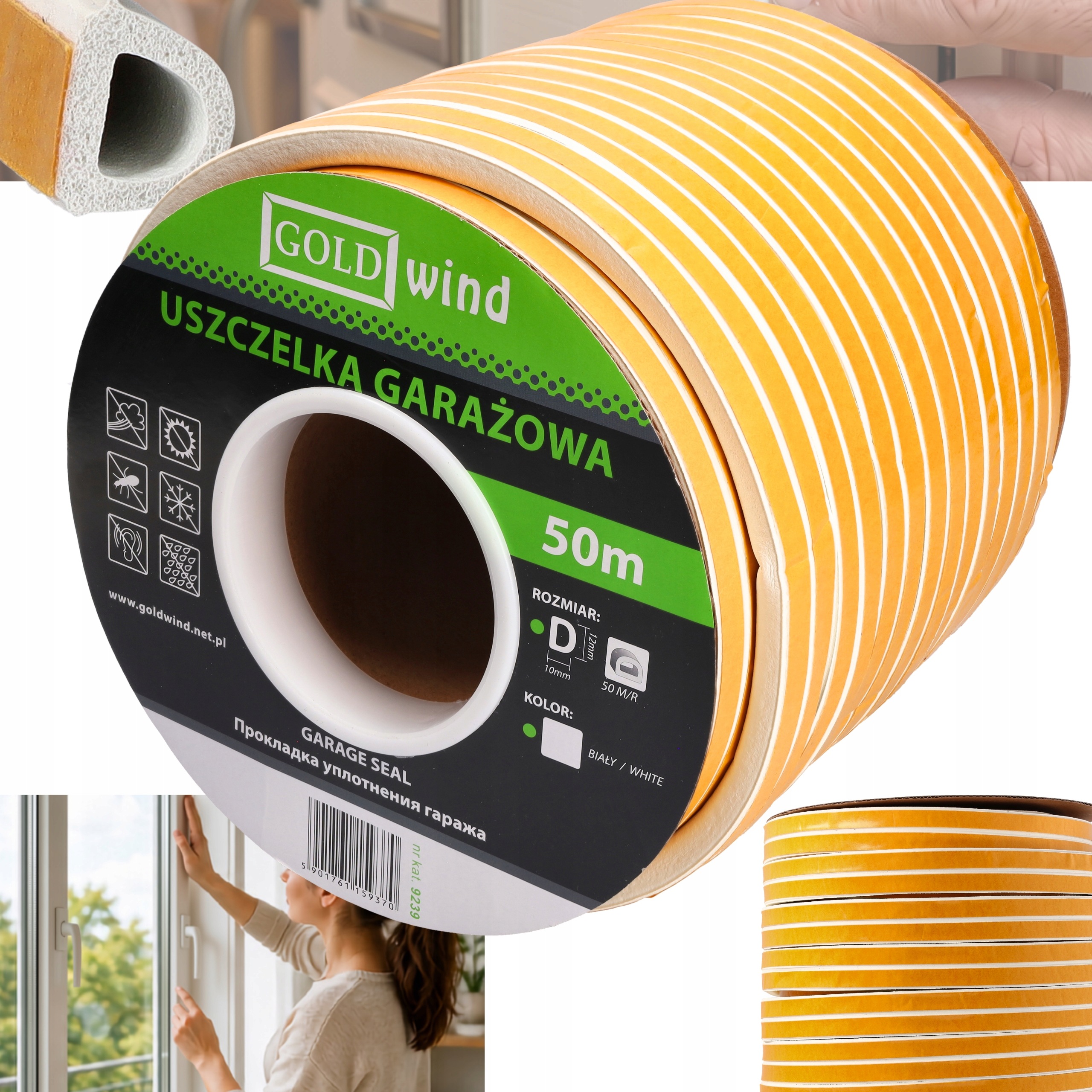 Těsnění Garážových Dveří Oken typ D 12x10 bílá 50 m Silné Velké Štěrbiny