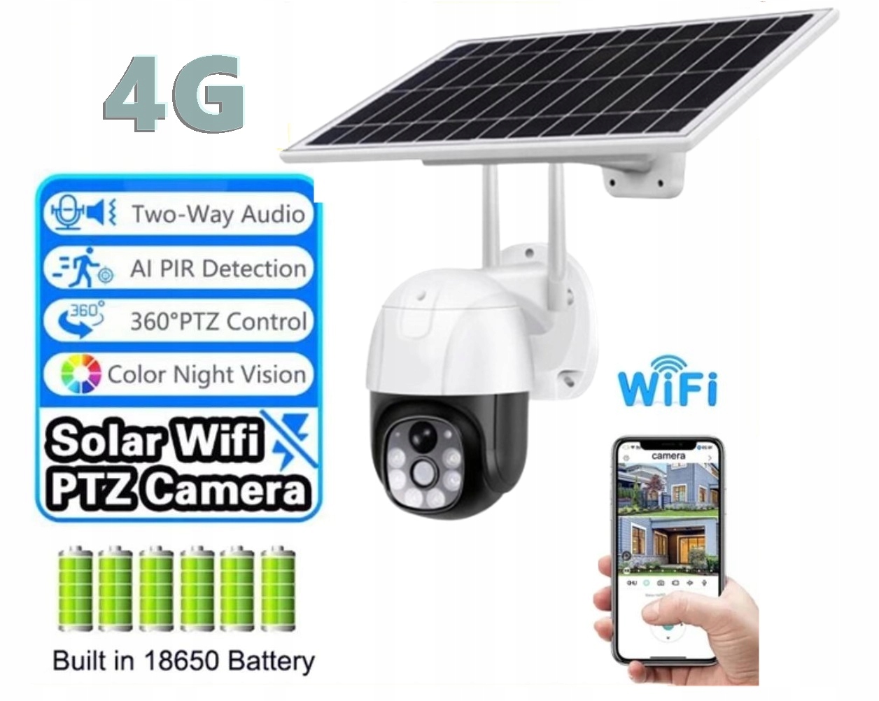 4G Lte Vonkajšia Otočná Kamera So Solárnym Panelom