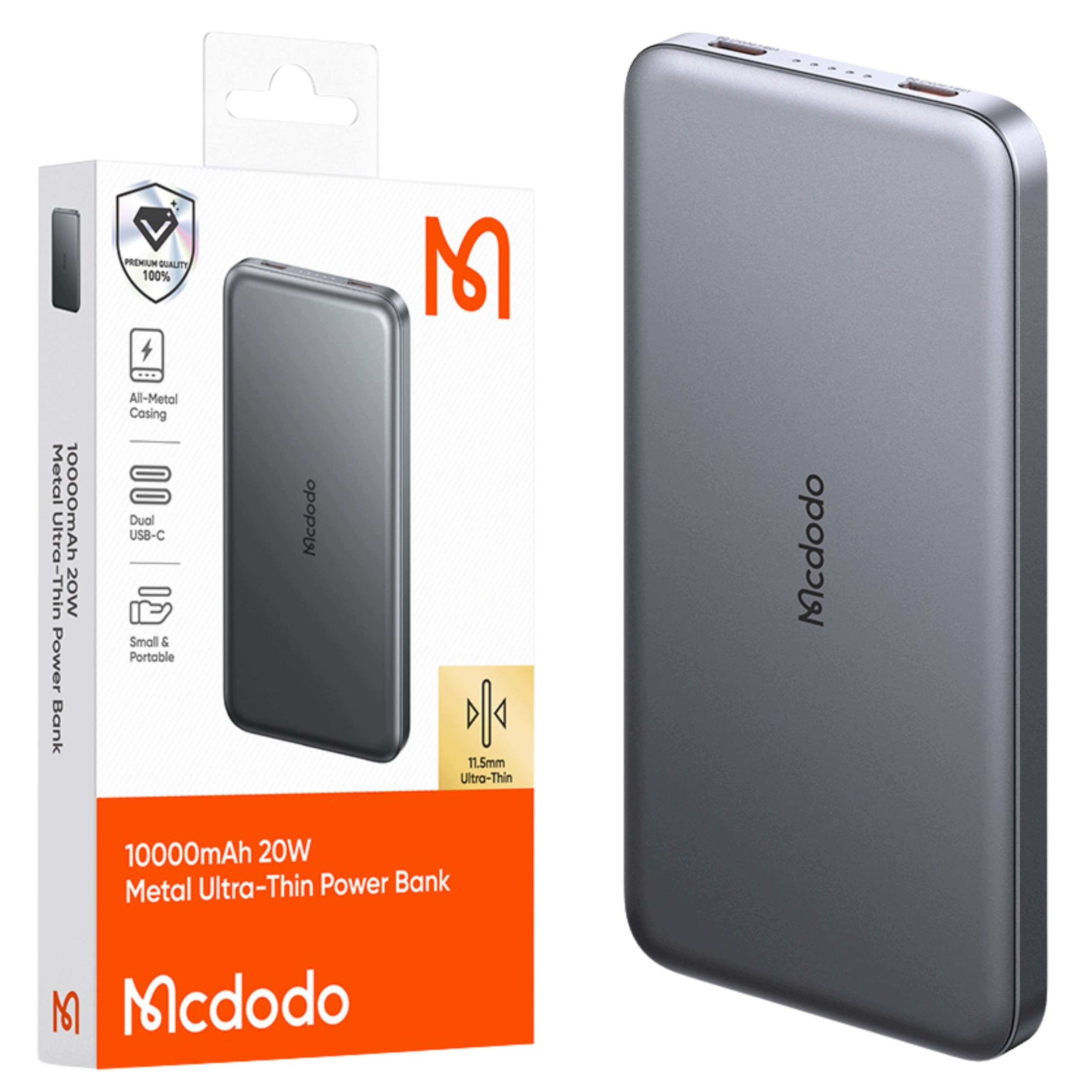 Powerbank McDodo 10000 mAh czarny