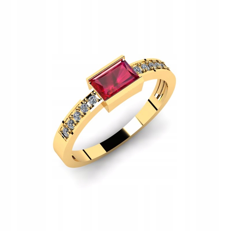 

Pierścionek Złoty Zaręczynowy Rubinowy